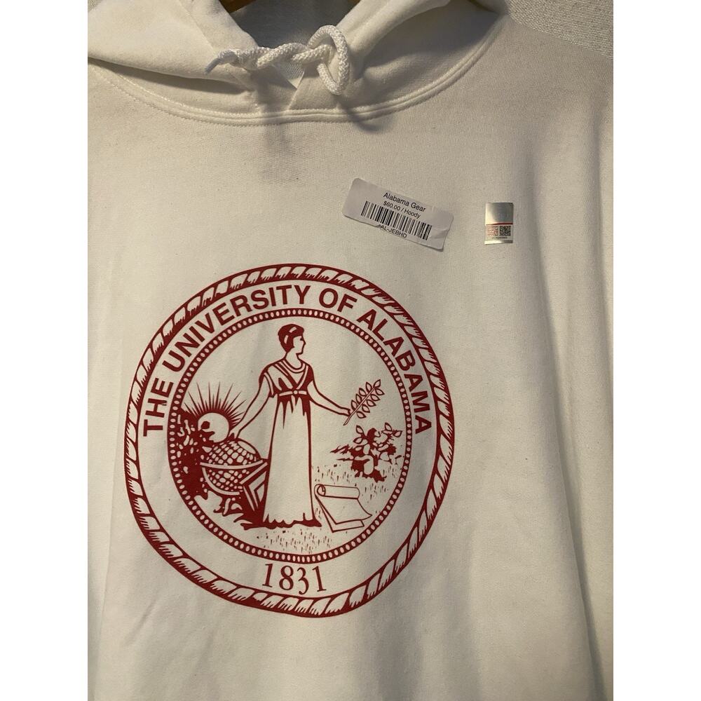Alabama University Classic Crimson Tide White Hoodie Men's 3X NEW - Picture 3 of 6